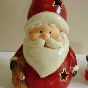 4 Christmas Candle Votive Tealight Holders Santa Snowmen Angel